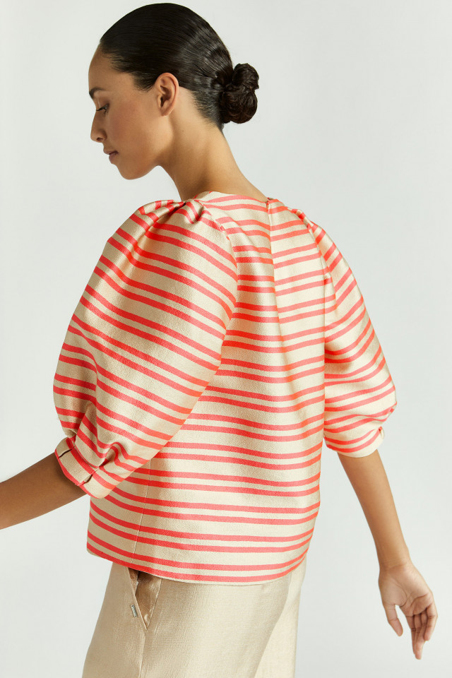 Blouse in tafta met ballonmouw