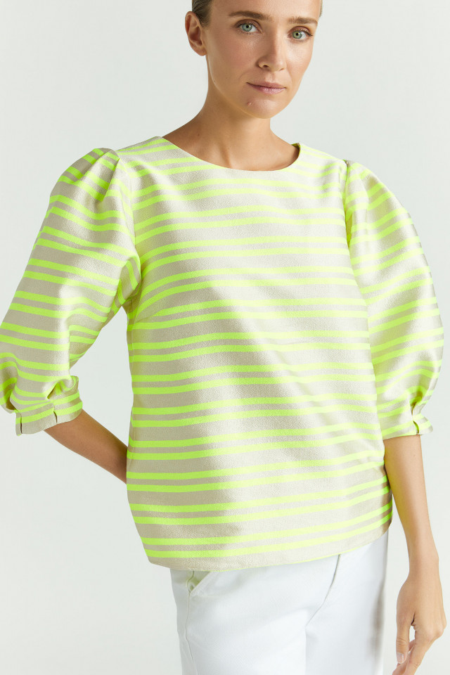 Blouse in tafta met ballonmouw