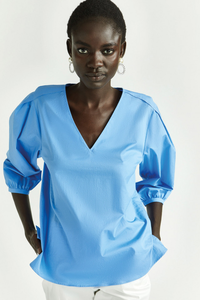 Blouse with puff sleeves
