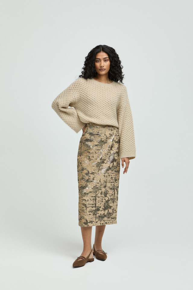 Pencil skirt with jacquard pattern