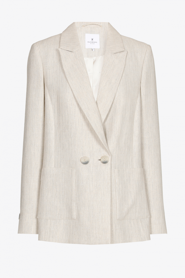 Blazer avec motif trait de craie en lurex