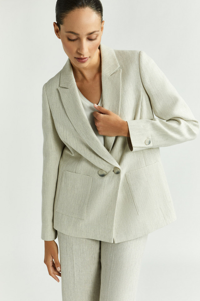Blazer avec motif trait de craie en lurex