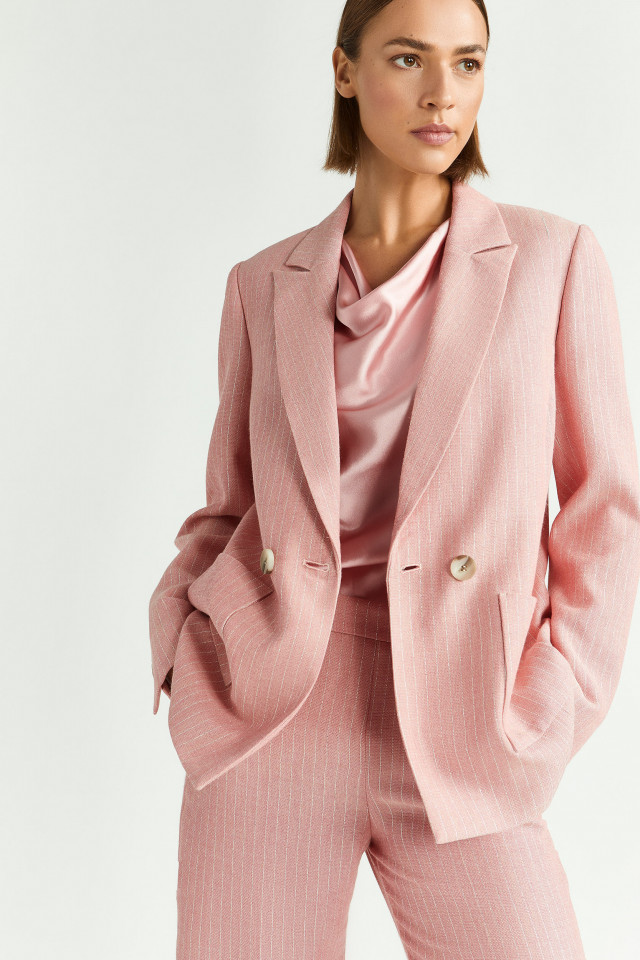 Blazer avec motif trait de craie en lurex