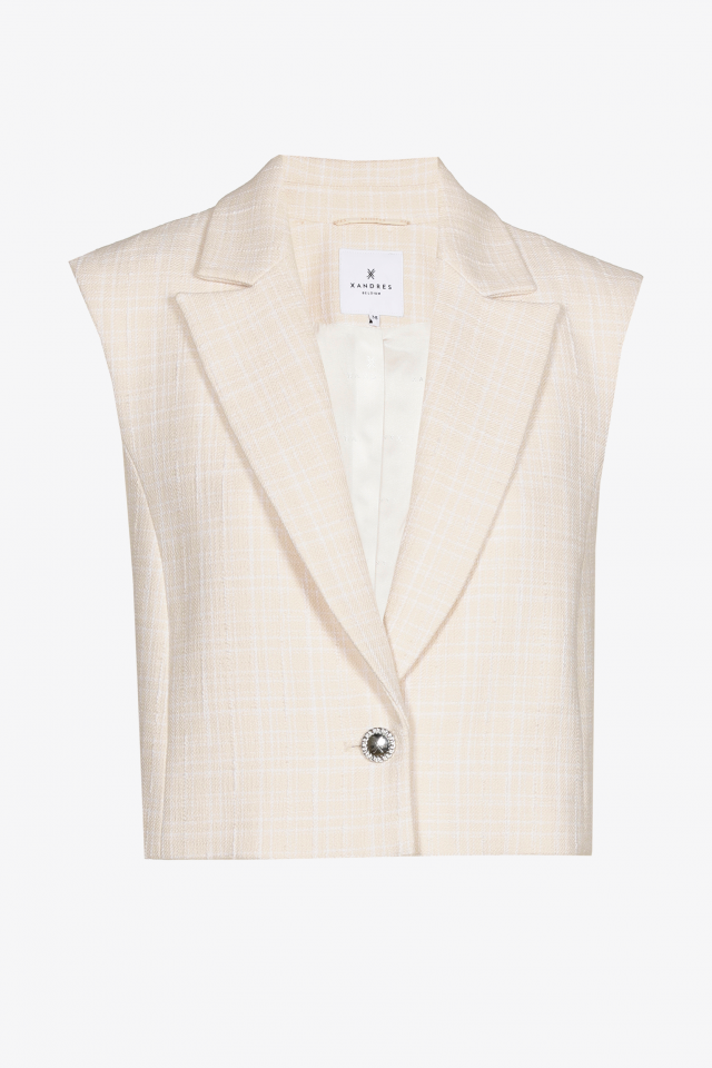 Blazer sans manches à carreaux