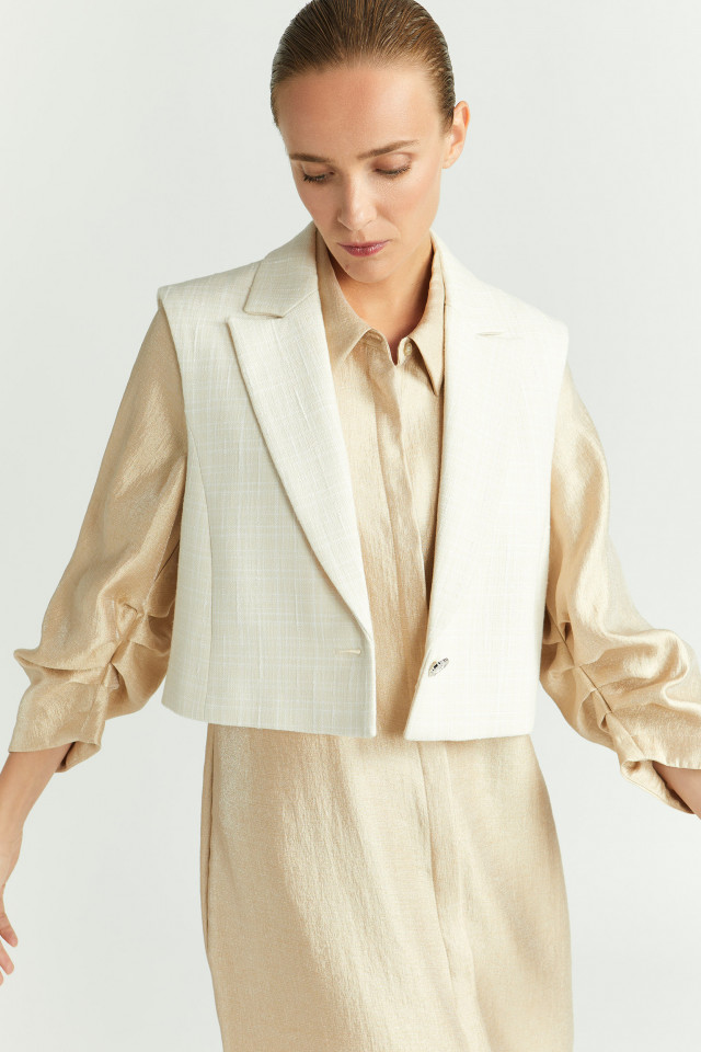Blazer sans manches à carreaux