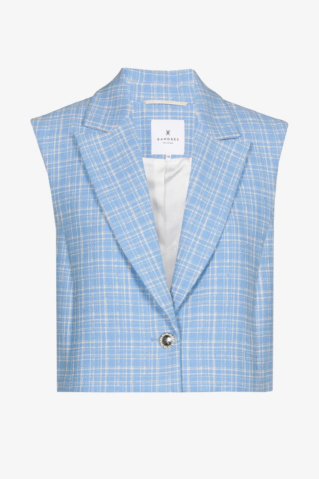 Blazer sans manches à carreaux