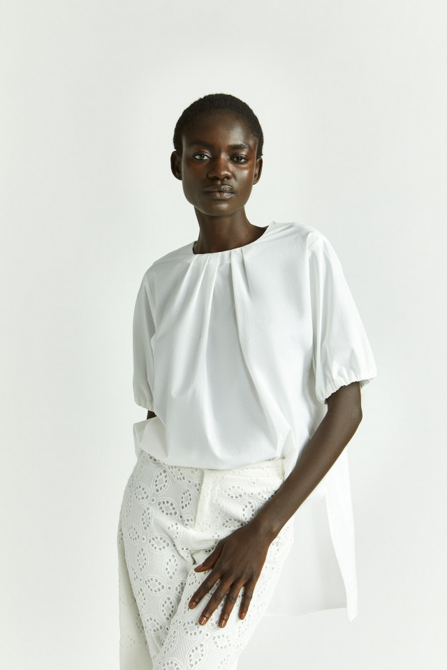 Blouse met asymmetrische plooien