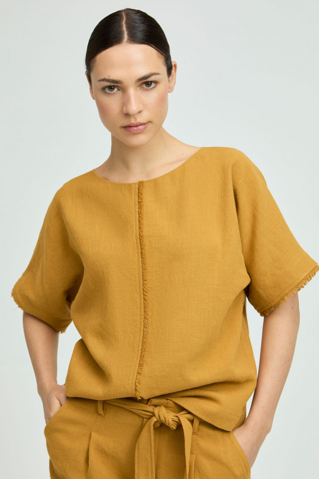 Blouse met linnenlook