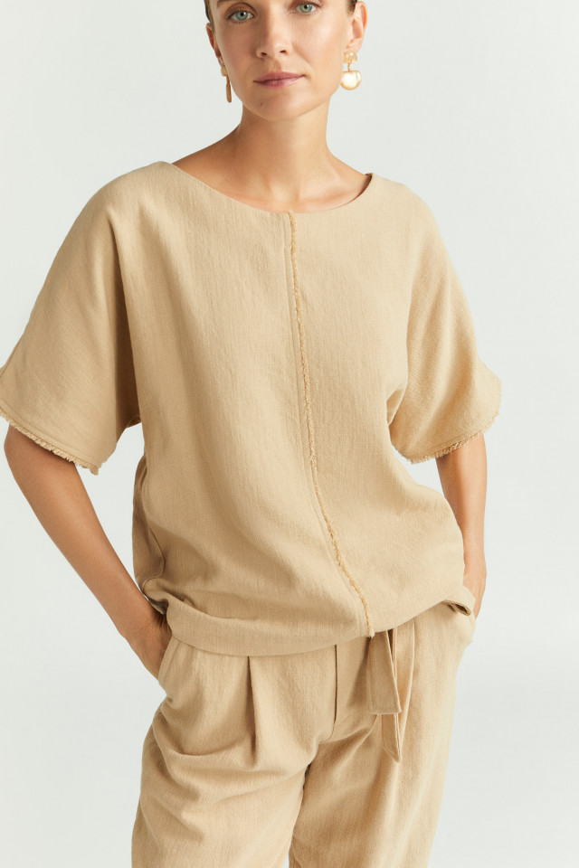 Blouse met linnenlook