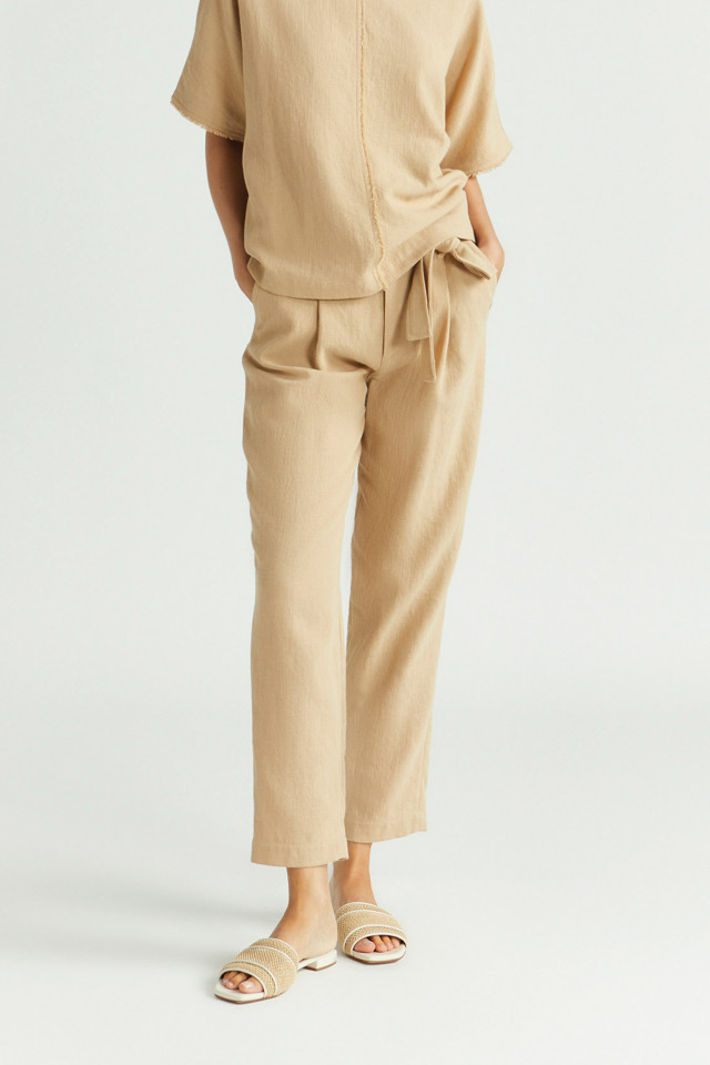 Carotte broek met linnenlook