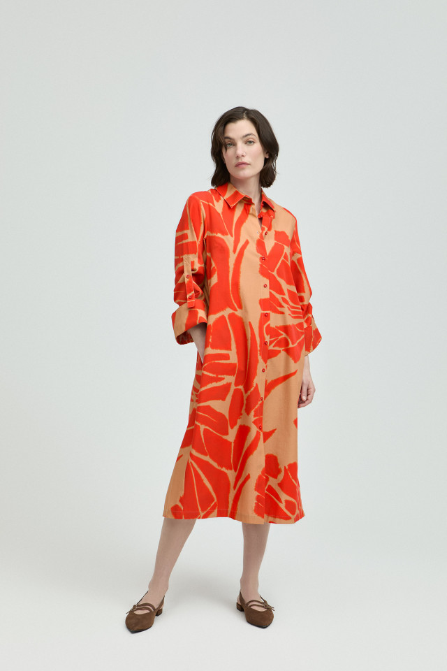 Button-down dress with print