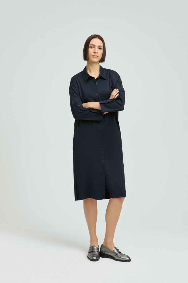 Cotton dress with satin finish