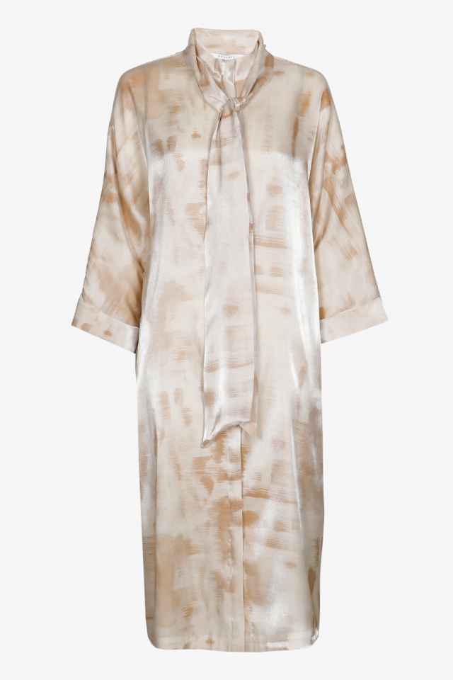 Button-down dress with satin look