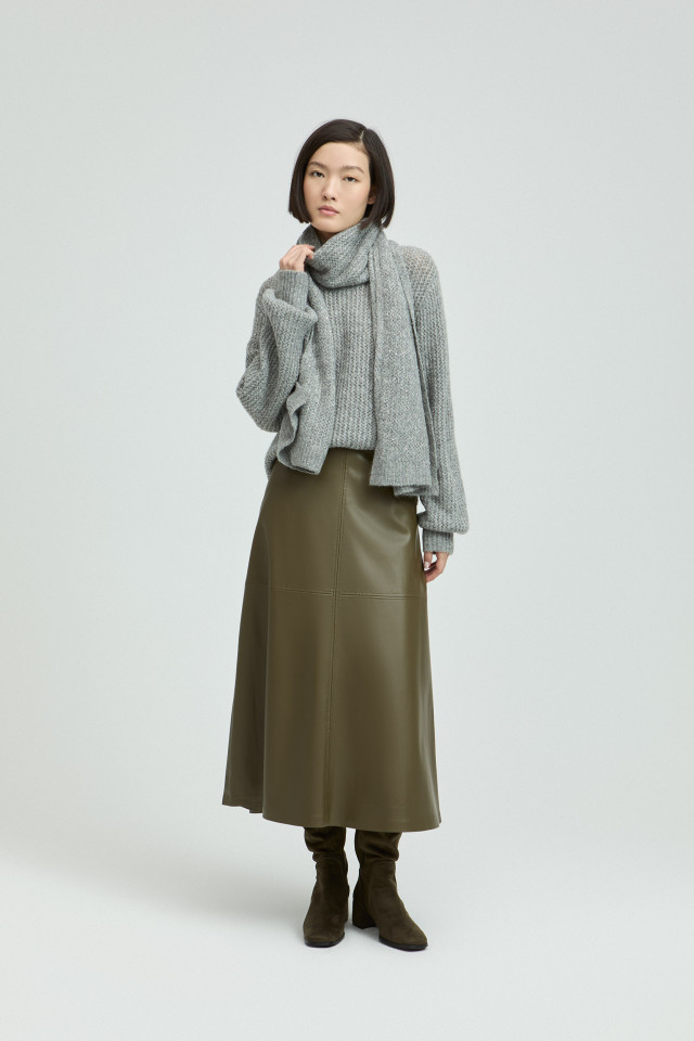 Long faux leather skirt