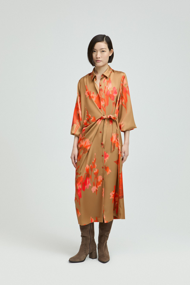 Shirt dress with bow 