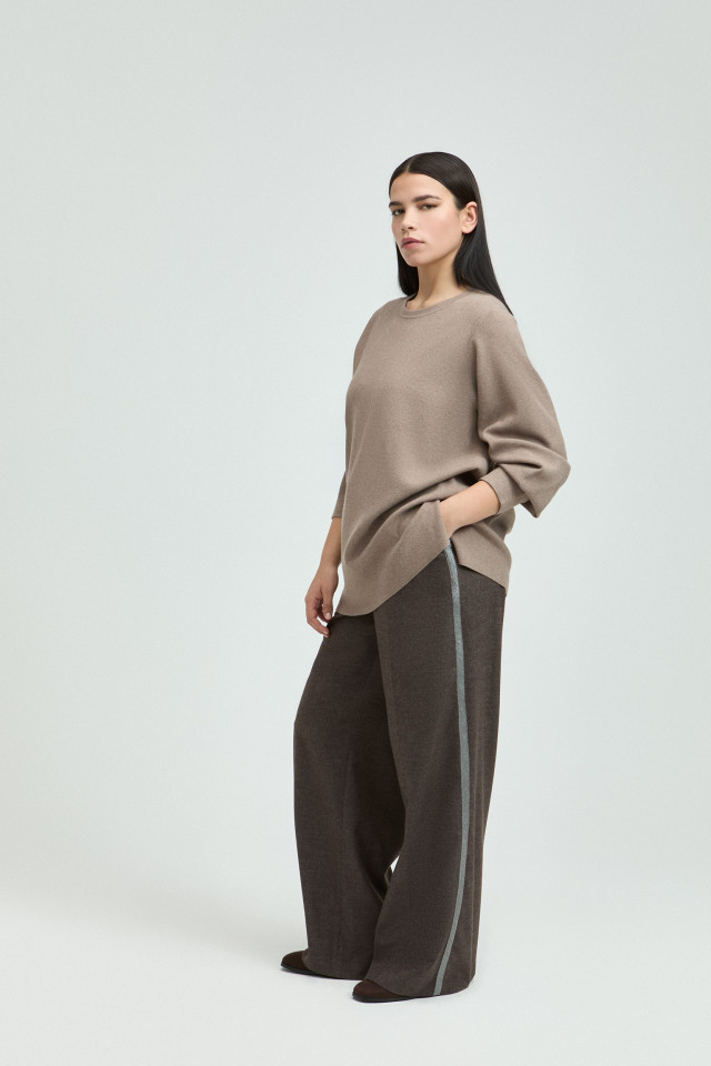 Pantalon en flanelle à jambes larges