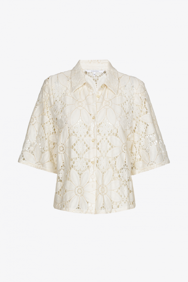 Blouse with broderie anglaise