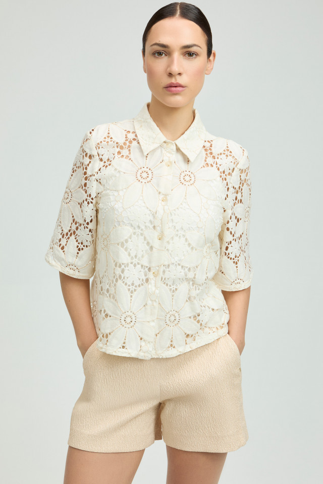 Blouse with broderie anglaise