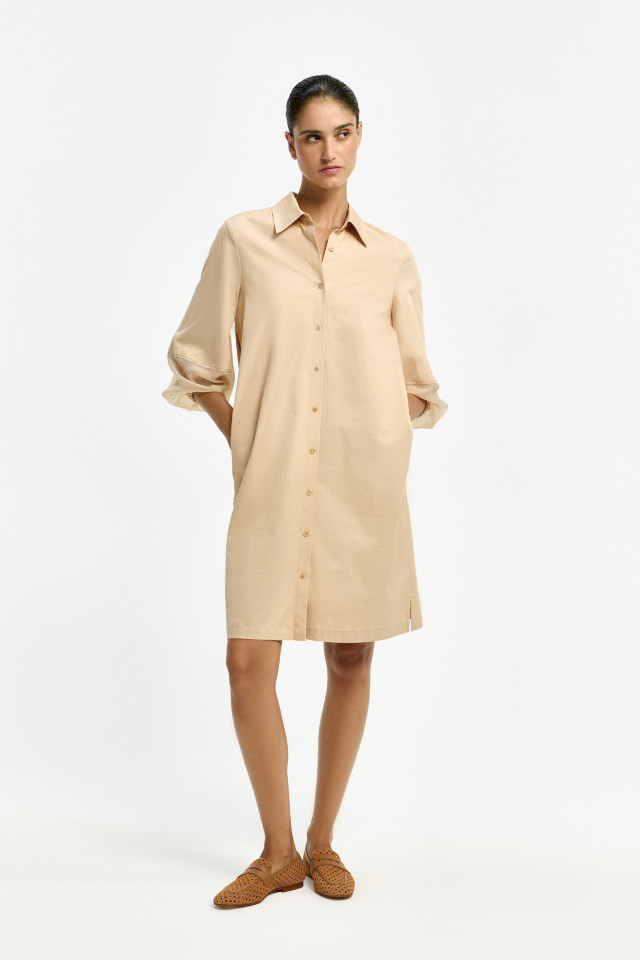 Cotton dress with organza sleeves