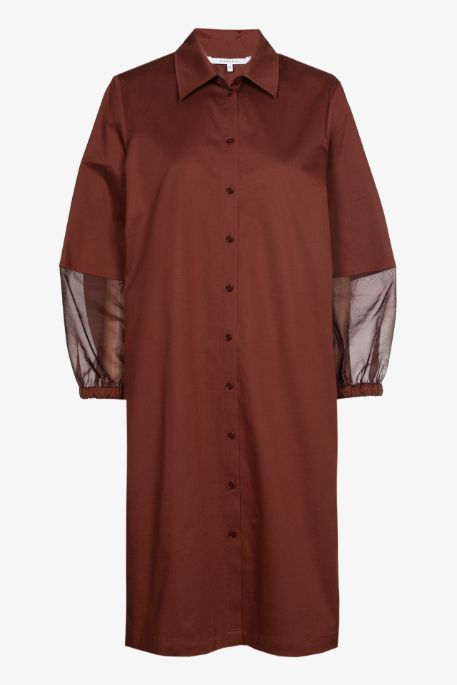 Katoenen jurk met organza mouwen