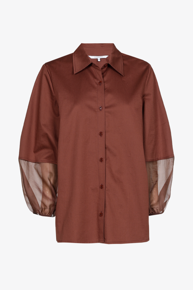 Blouse with organza sleeves