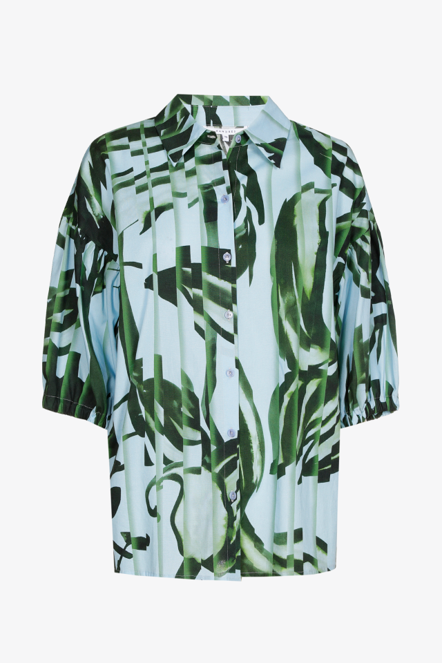 Katoenen blouse met plissé print