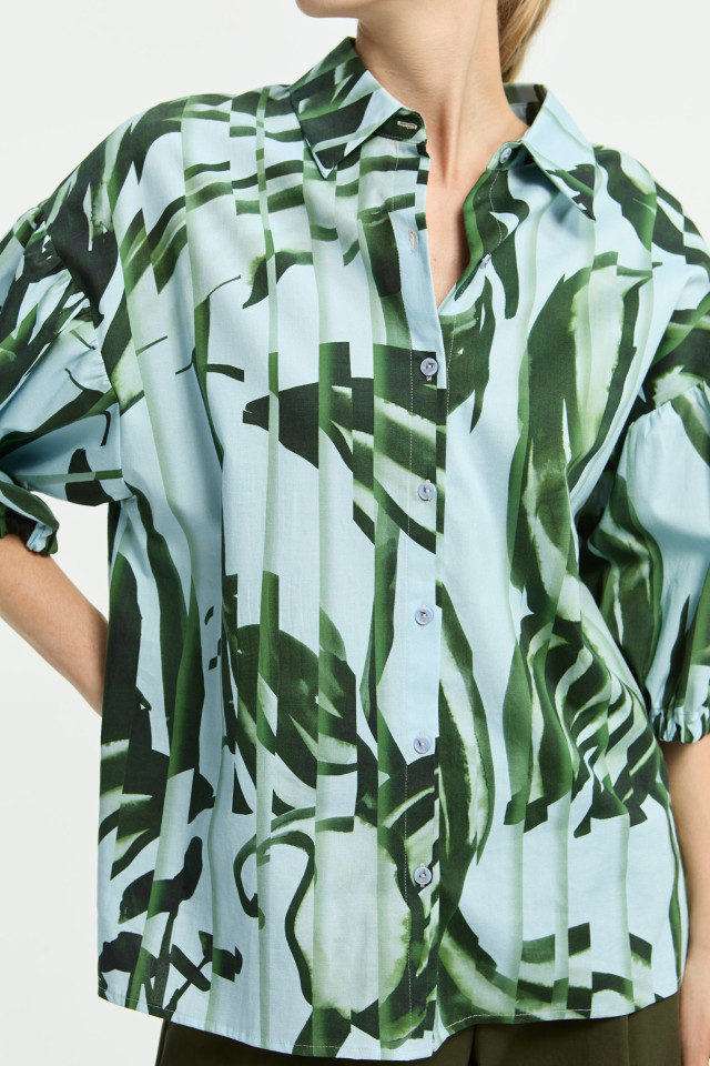 Katoenen blouse met plissé print