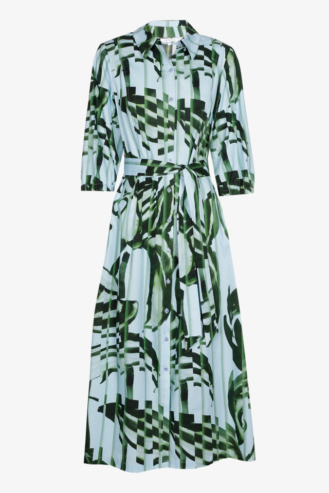 Baumwollkleid mit Plissee-Druck