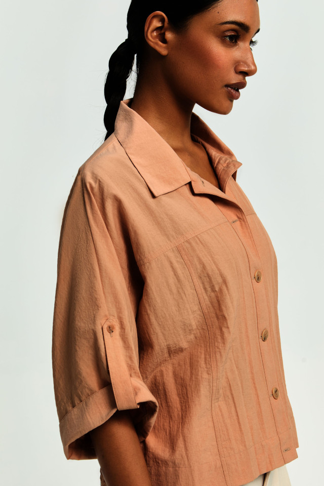 Blouse in crushed taffeta