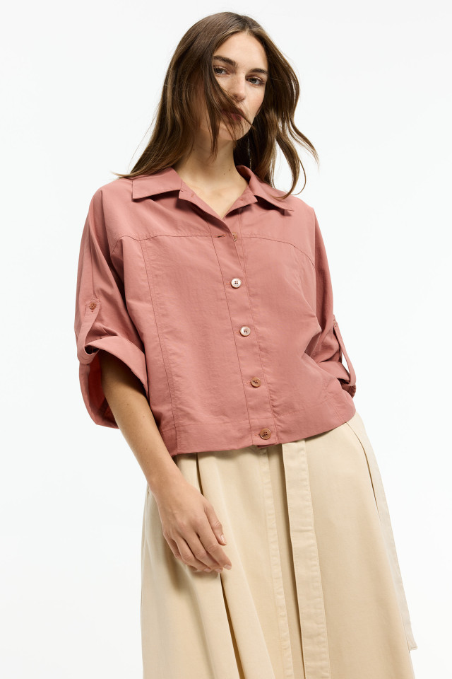 Bluse aus Crushed-Taft