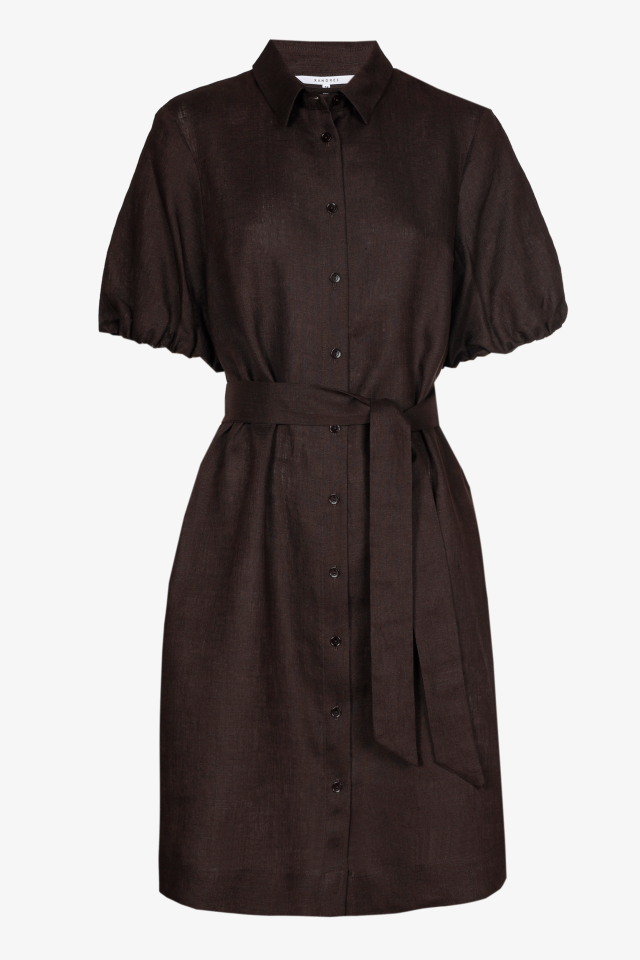 Linnen hemdjurk met ballonmouwen