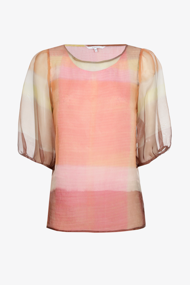 Voile blouse met korte mouwen 