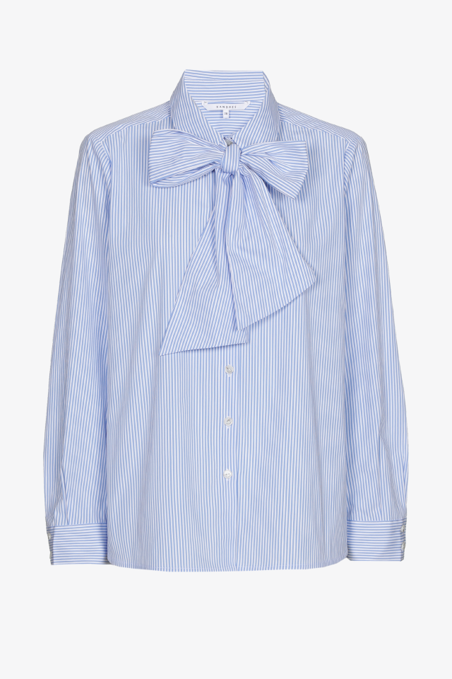 Gestreepte blouse met afneembaar striklint