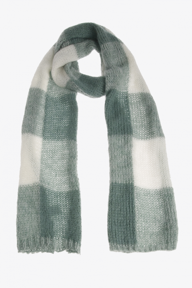 White and green checked scarf