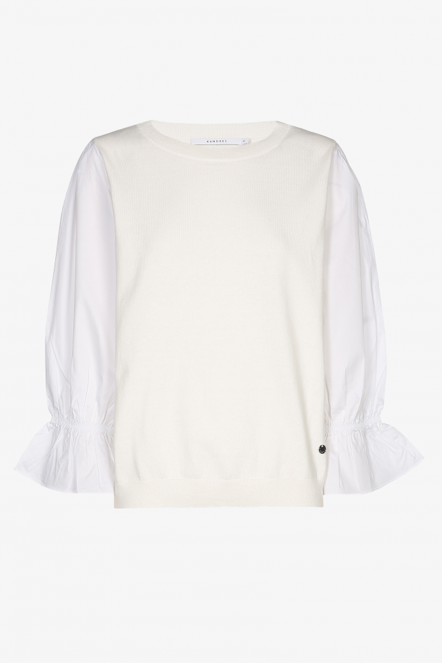 White pullover with white blouse sleeves