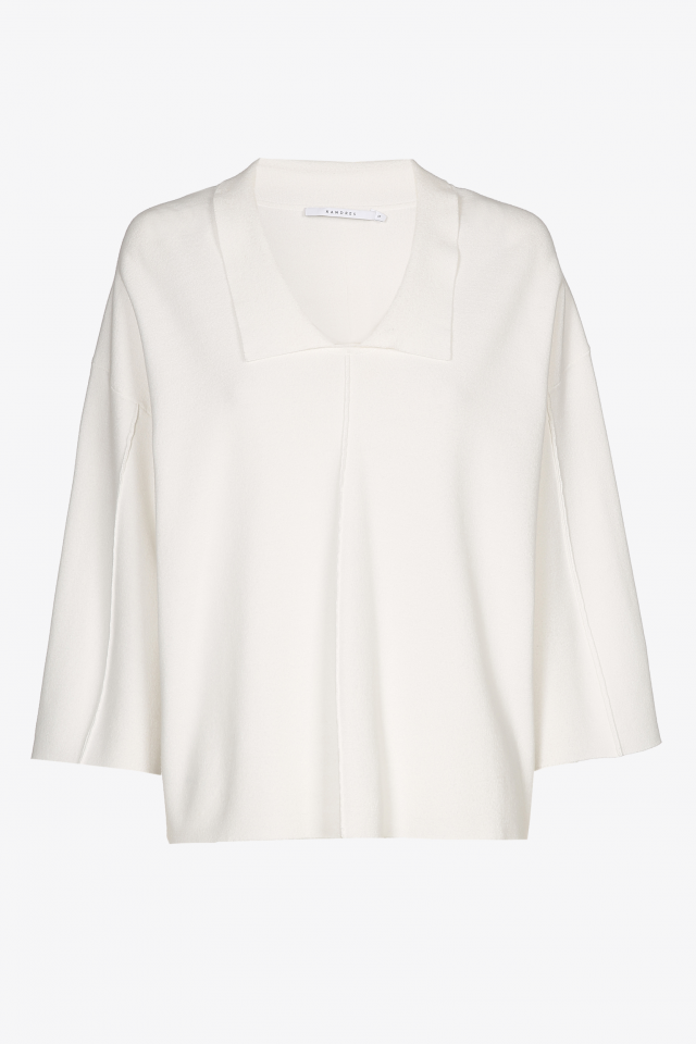 White pullover with collar