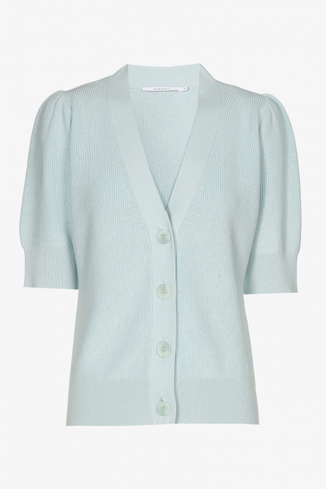 Light green cardigan with short sleeves