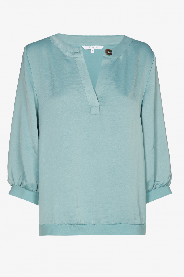 Mint green T-shirt with V-neck