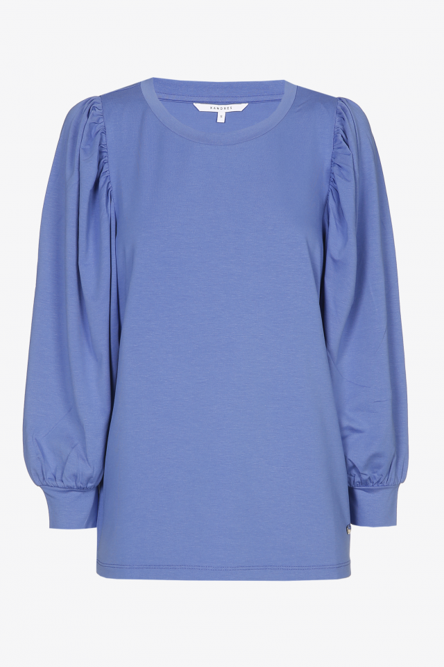 Blue T-shirt with puff sleeves