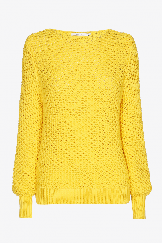 Yellow sweater with loose texture