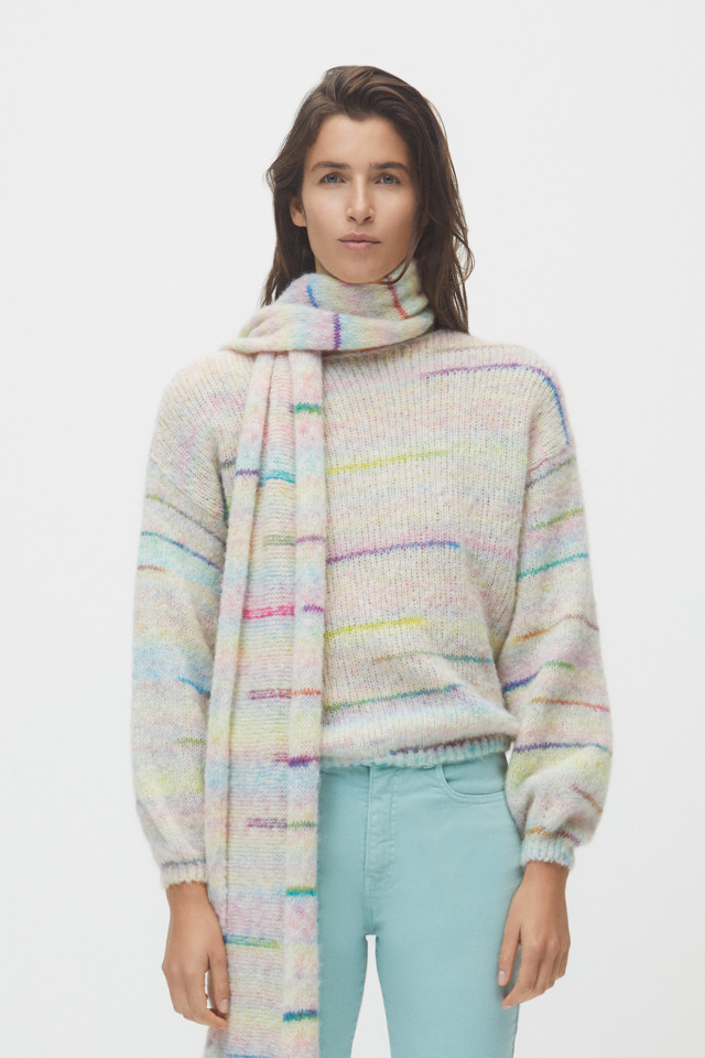 Écharpe en laine à rayures de couleur