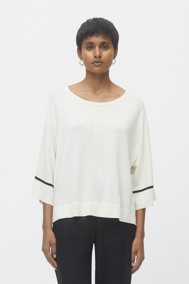 White pullover with cropped sleeves