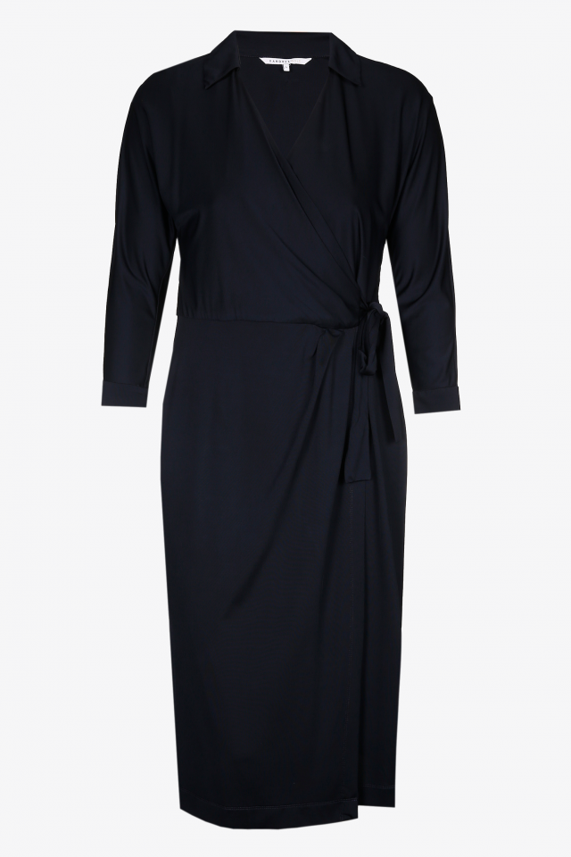 Wrap dress in stretch stof