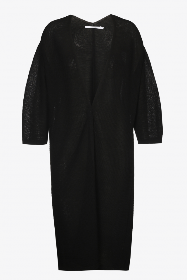 Long black jersey cardigan