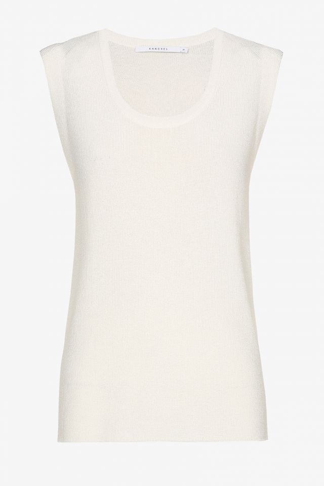 Mouwloze tricot top wit