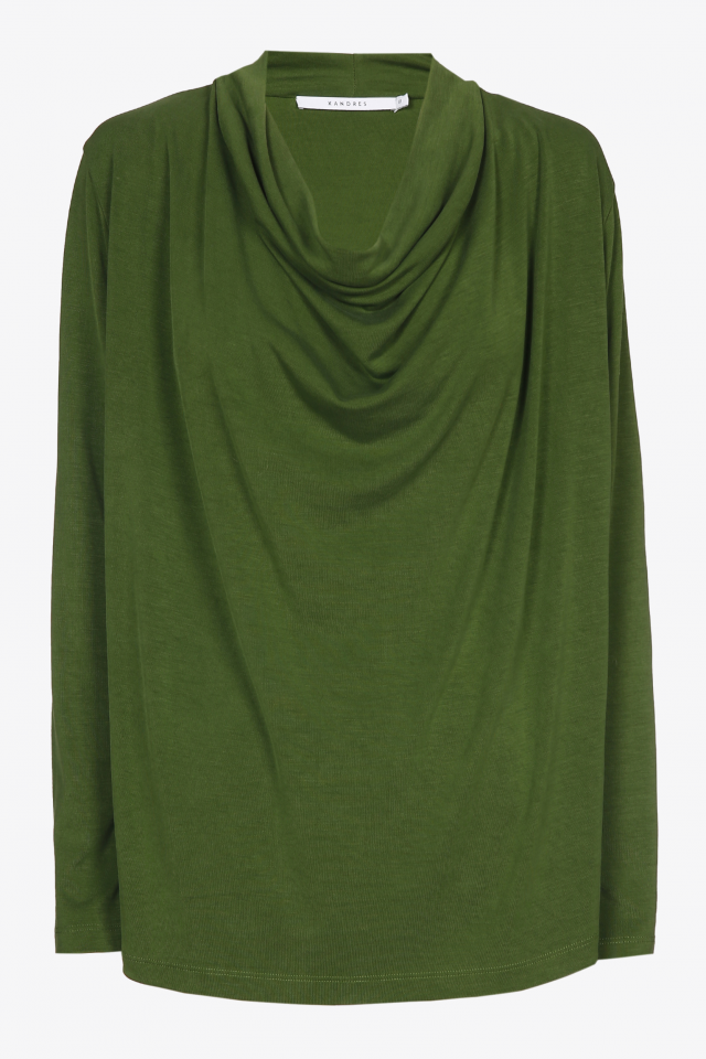 T-shirt with draped collar