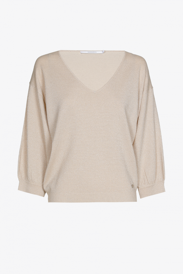 Lurex jumper with V-neck