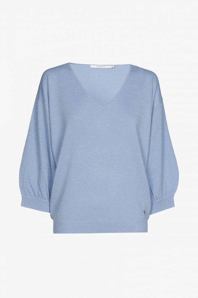 Lurex-Pullover mit V-Ausschnitt