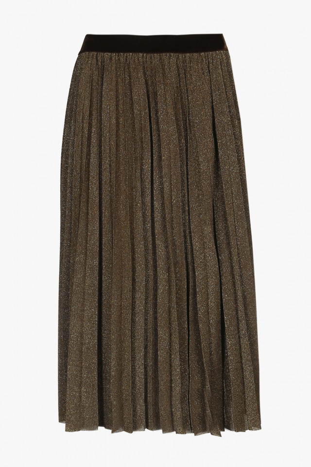 Golden brown pleated skirt