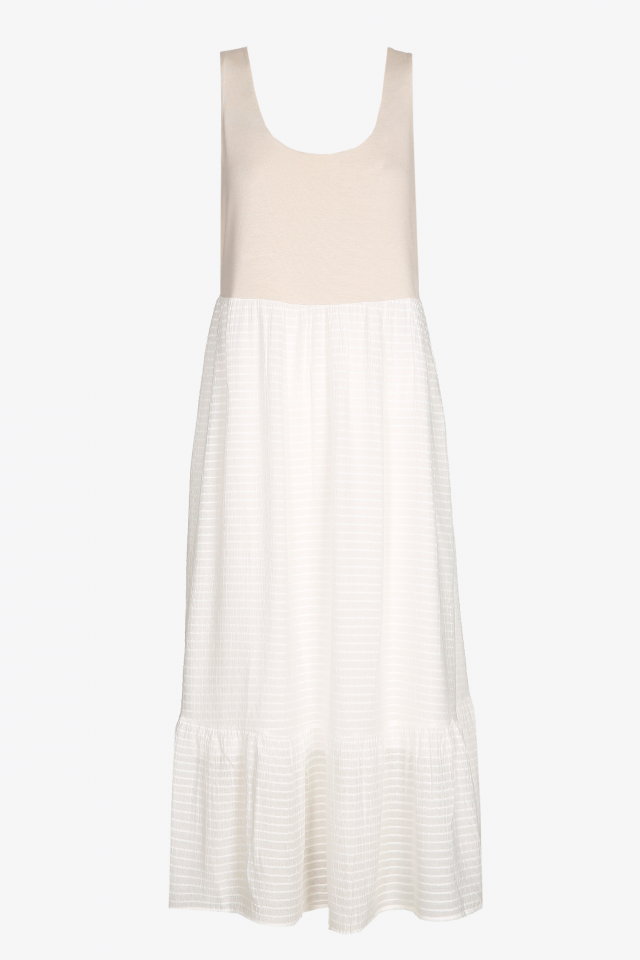 Mouwloze maxijurk met voile
